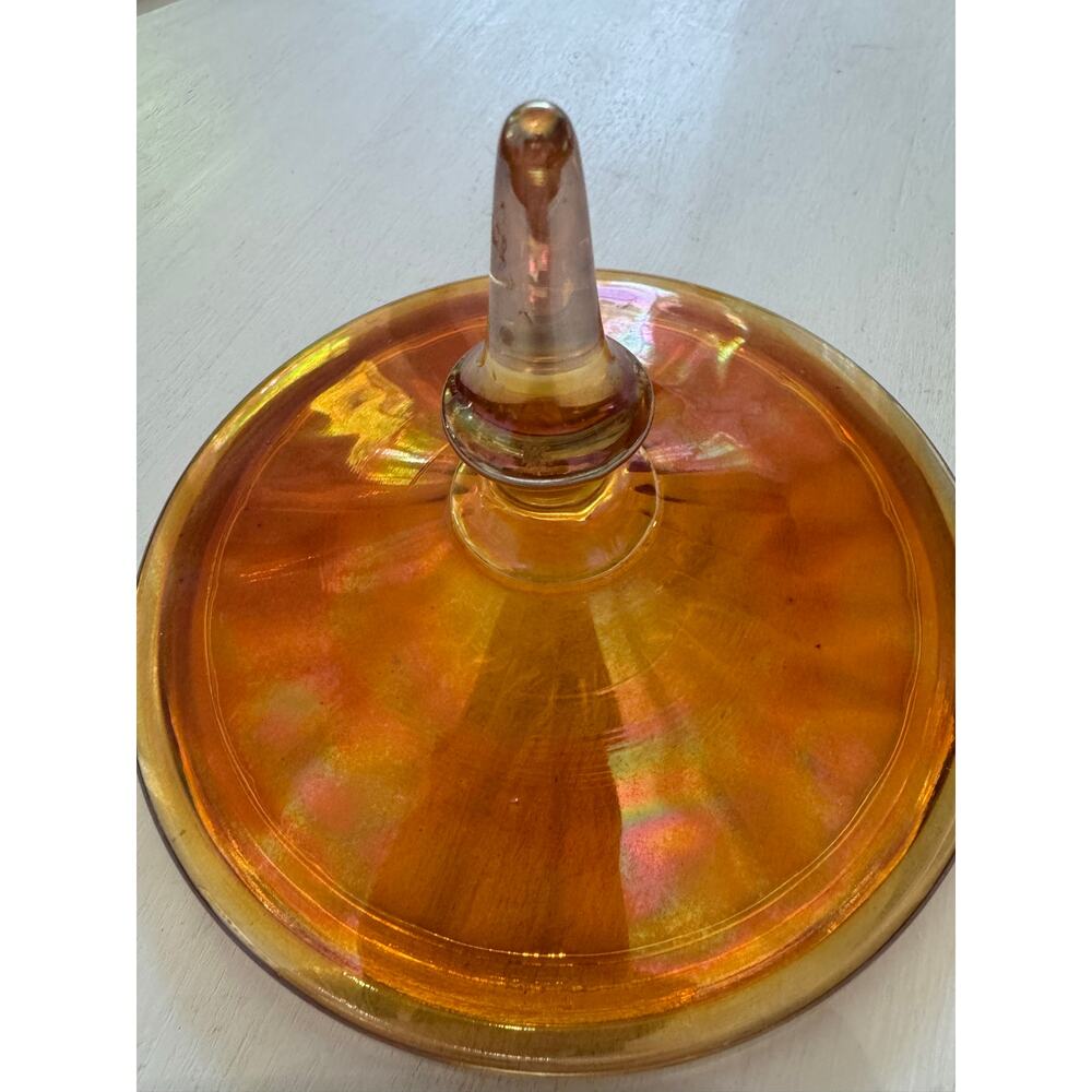 Vintage Carnival Glass Sugar Bowl Lid Approx. 5 1/8" wide Amber Color Lid Only